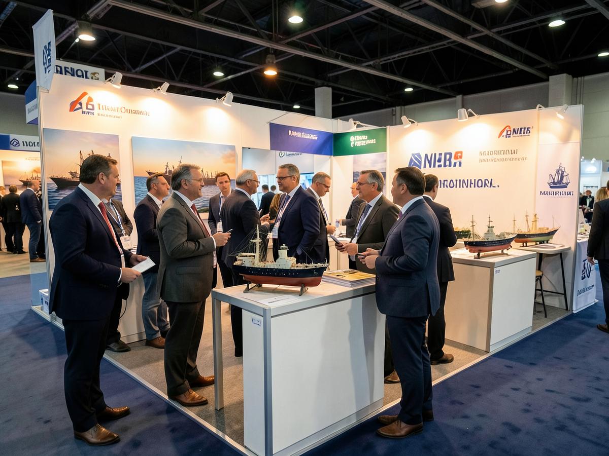 Stand d'exposition lors d'un salon professionnel maritime
