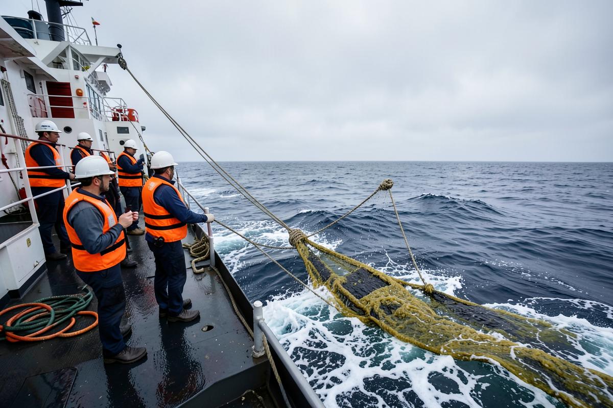 Exercice de préparation aux situations d'urgence en mer depuis un navire de soutien